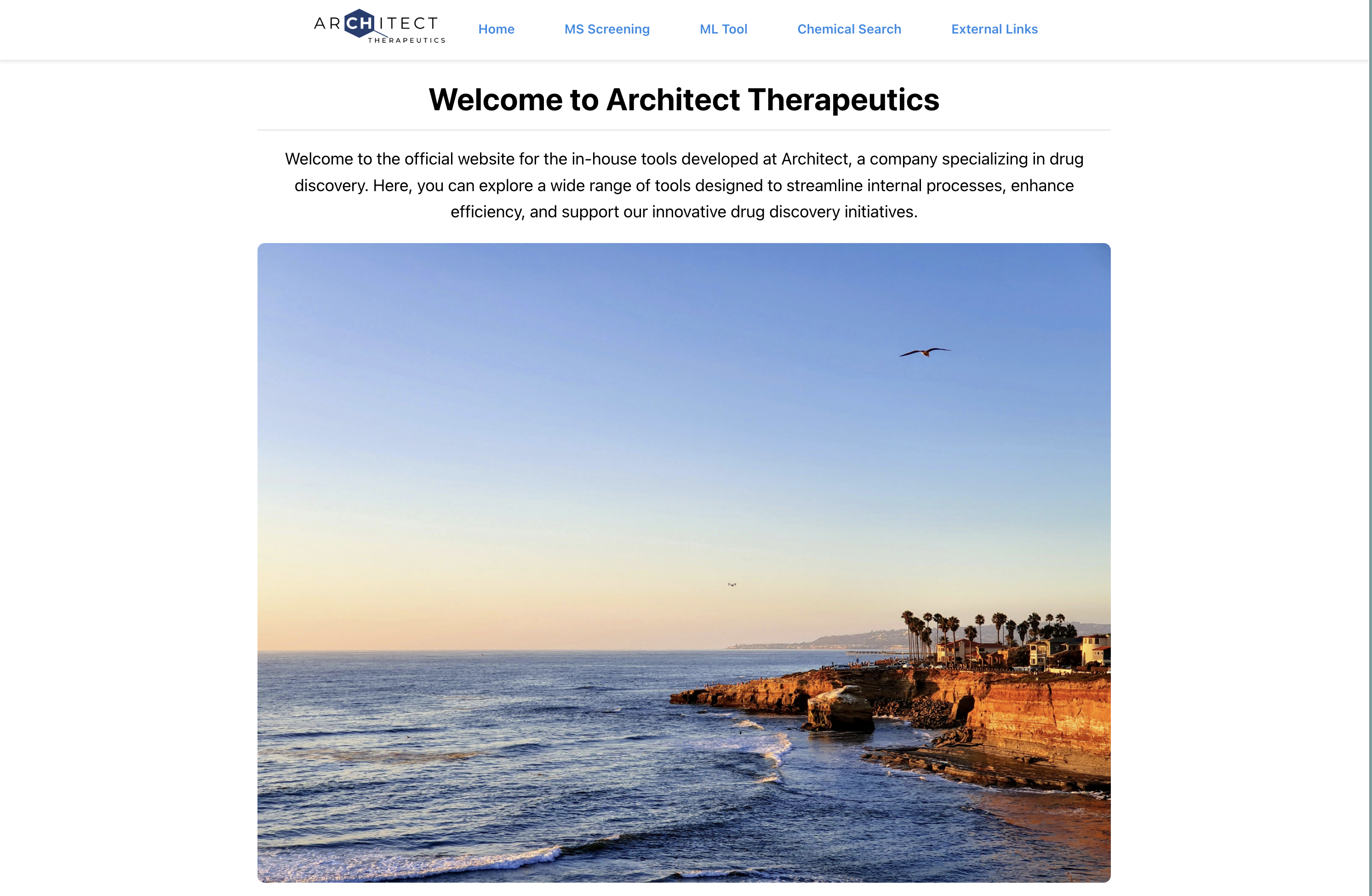 Architect platform welcome interface with clean, professional design