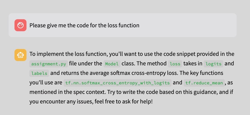 Example interaction showing ATA's pedagogical approach