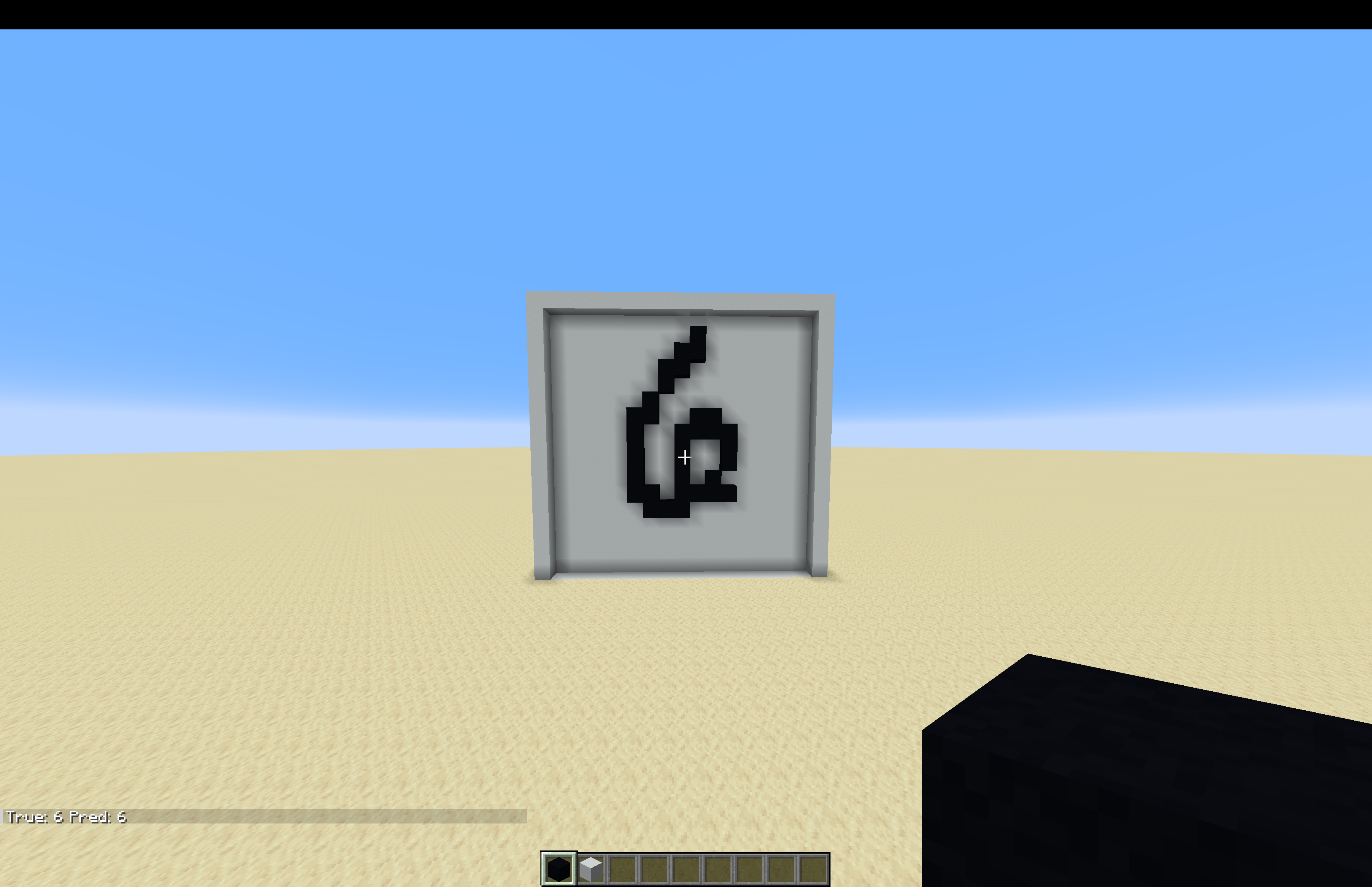 Neural network classifying handwritten digits in Minecraft